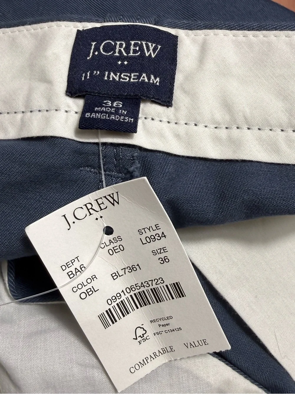 J. Crew Men's Dark Navy Flat-Front Shorts 11” Inseam